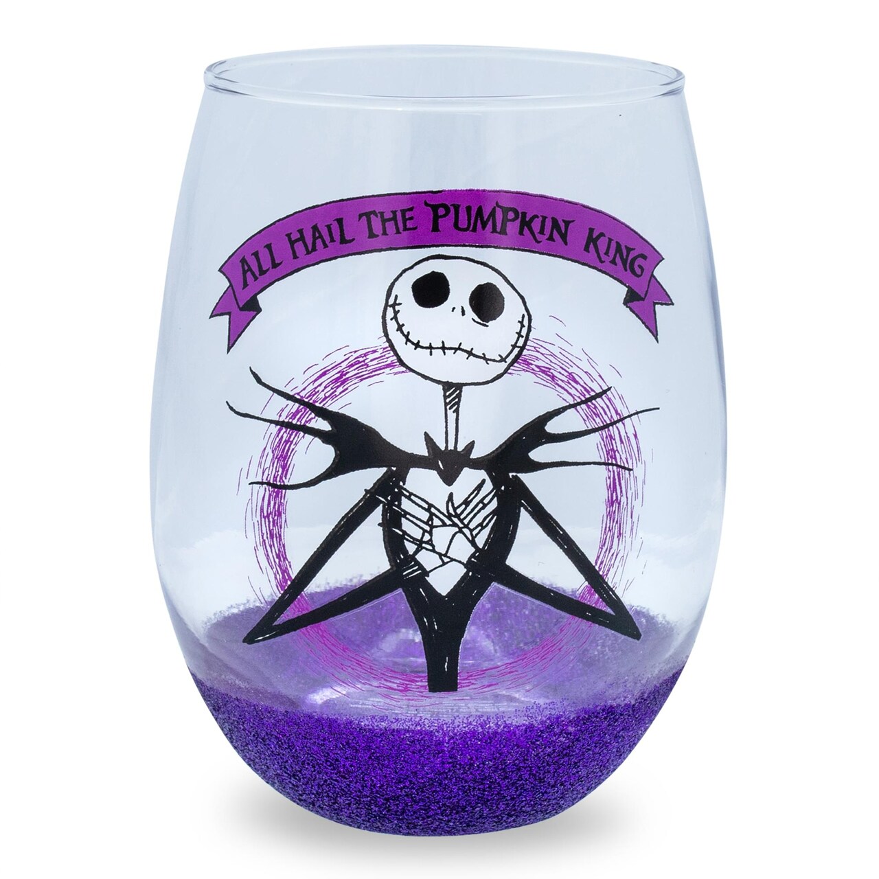 Disney Nightmare Before Christmas "All Hail Pumpkin King" Stemless Wine Glass